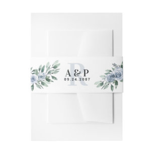 Bandeau De Faire-part Bleu Dusty Elegant Floral Boho Rose Rustique Maria