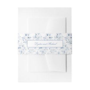 Bandeau De Faire-part Bleu et blanc Damas Invitation Bande de ventre