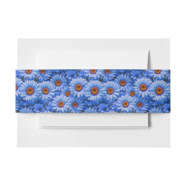 Bandeau De Faire-part Bleu floral bleu tournesol bleu marguerites motif (Devant Example)