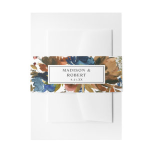 Bandeau De Faire-part Bleu marine, orange et Brown automne Floral 3