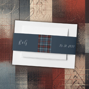 Bandeau De Faire-part bleu rustique écossais celtique mariage tartan