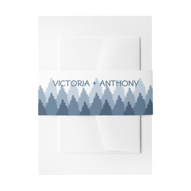 Bandeau De Faire-part Blue Forest Range Mariage de bois (Devant example)