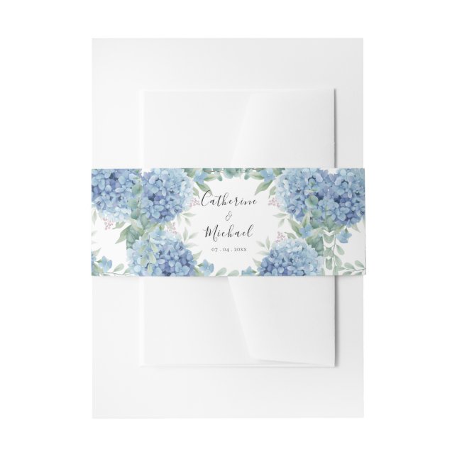 Bandeau De Faire-part Blue Hydrangea Floral Wedding  (Devant example)