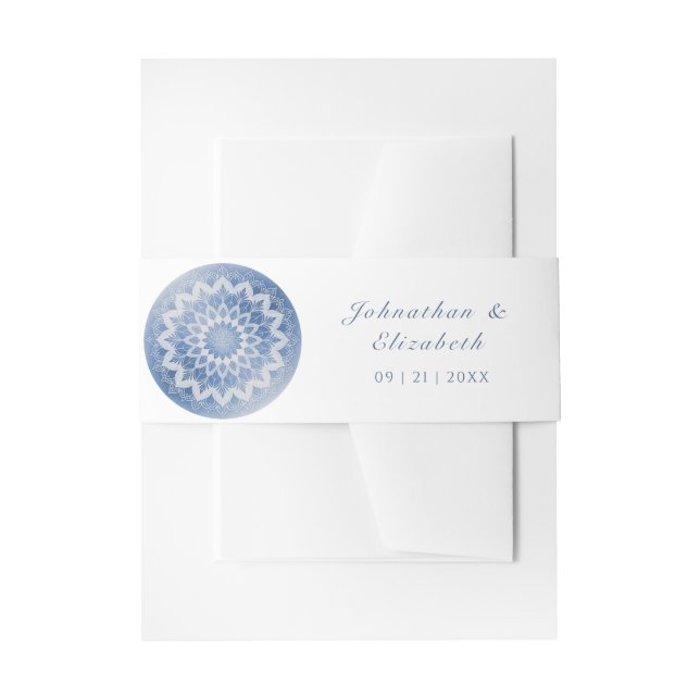 Bandeau De Faire-part Blue Lace Mandala Wedding (Devant example)