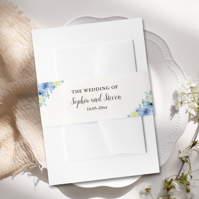 Bandeau De Faire-part Blue Mediterranean Lemon Wedding (Créateur téléchargé)