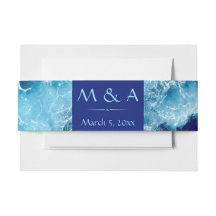 Bandeau De Faire-part Blue Ocean Water Faire-part de mariage Belly Band