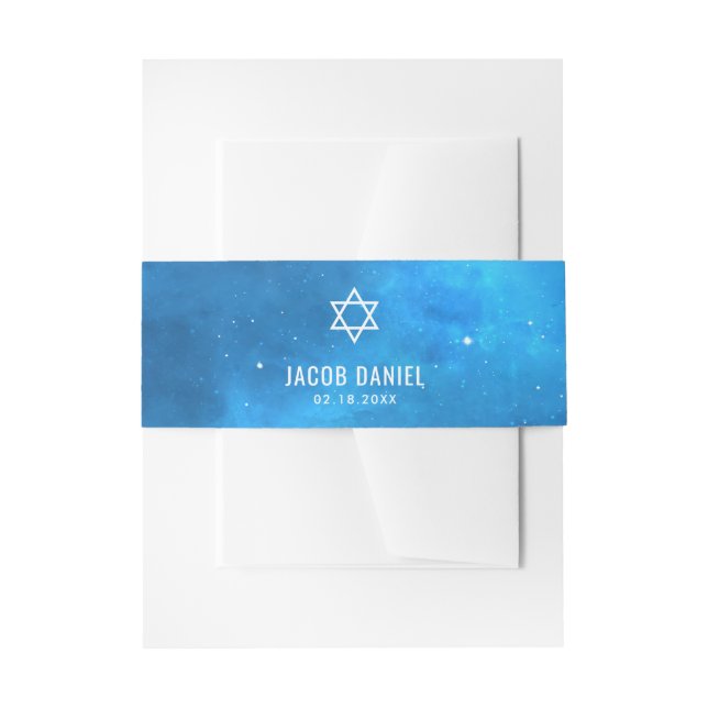 Bandeau De Faire-part Blue Space Galaxy Bar Mitzvah (Devant example)
