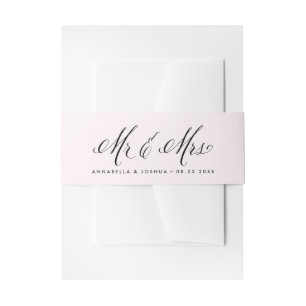Bandeau De Faire-part Blush & Black Mr. & Mme Elegant Script Mariage