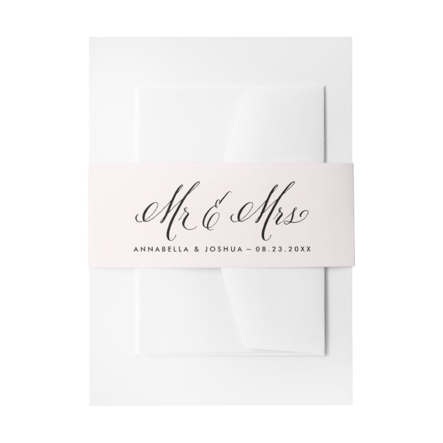 Bandeau De Faire-part Blush & Black Mr. & Mme Elegant Script Mariage (Devant example)