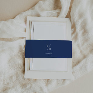 Bandeau De Faire-part Boho Chic Royal Mariage de monogramme bleu