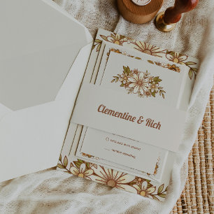 Bandeau De Faire-part Boho et Mariage neutre rétro