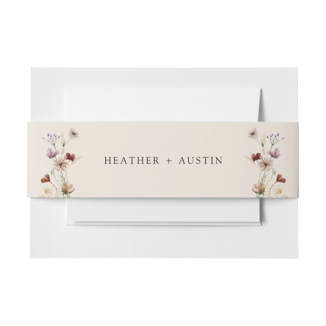 Bandeau De Faire-part Boho Fleur sauvage Mariage Belly Band (Devant Example)