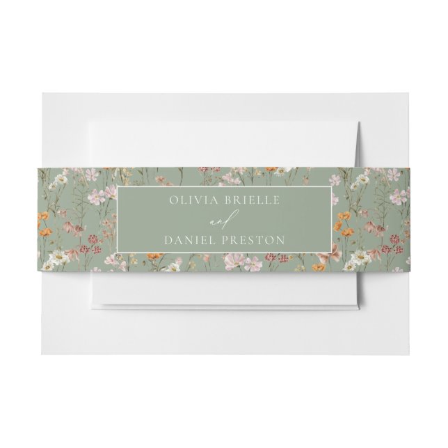 Bandeau De Faire-part Boho Fleur sauvage Sage Green Garden Mariage (Devant Example)