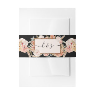 Bandeau De Faire-part BOHO Floral Pampas Grass Rose Gold Black