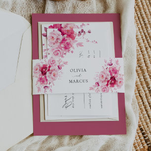 Bandeau De Faire-part Boho Magenta Hot rose Mariage floral