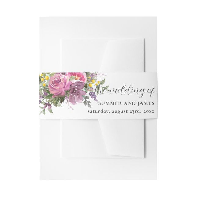 Bandeau De Faire-part Boho Magenta violet rose jaune Mariage floral (Devant example)