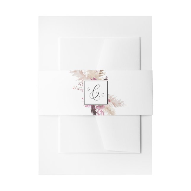 Bandeau De Faire-part Boho Pampas Mariage de monogramme d'herbe (Devant example)