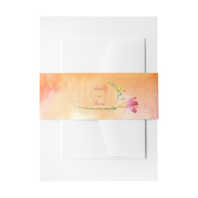 Bandeau De Faire-part Boho rose Pop Freesia Script Coucher de soleil (Devant example)