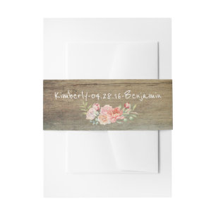 Bandeau De Faire-part Bois de grange rustique et fleurs d'aquarelle