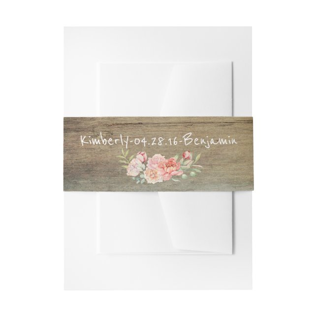 Bandeau De Faire-part Bois de grange rustique et fleurs d'aquarelle (Devant example)