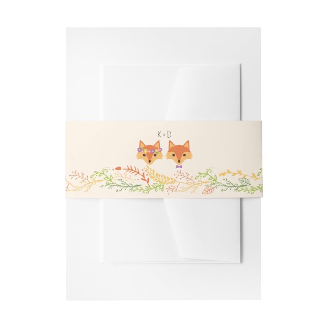 Bandeau De Faire-part Bois de Whimsical renards (ivoire) Mariage rustiqu (Devant example)
