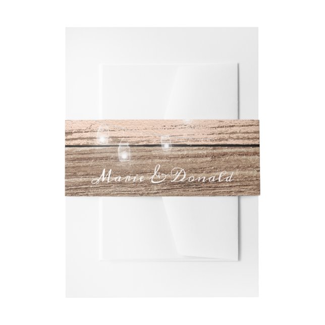 Bandeau De Faire-part Bois et lanternes roses rustiques (Devant example)