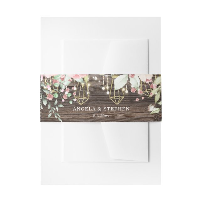 Bandeau De Faire-part Bois rustique Floral String lumières Mariage (Devant example)