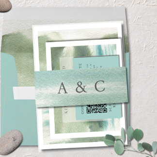 Bandeau De Faire-part Bord de mer Serenity Blue Green Cream