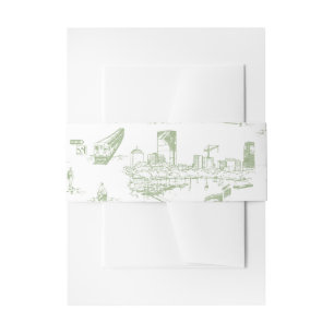 Bandeau De Faire-part Boston Toile Sage Green Invitation Belly Band