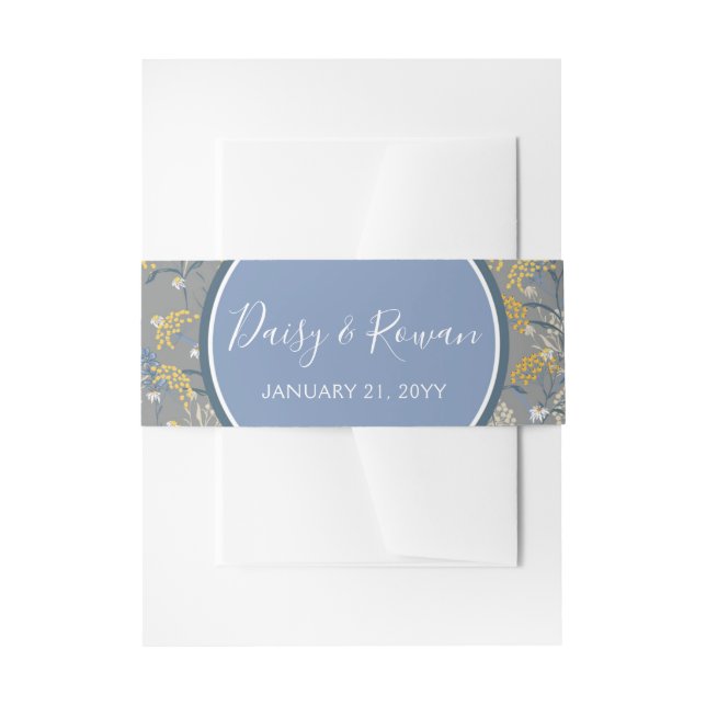Bandeau De Faire-part Botanique de marguerite Floral Jaune & Mariage ble (Devant example)