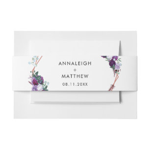 Bandeau De Faire-part Botanique Florales violettes Mariage géométrique