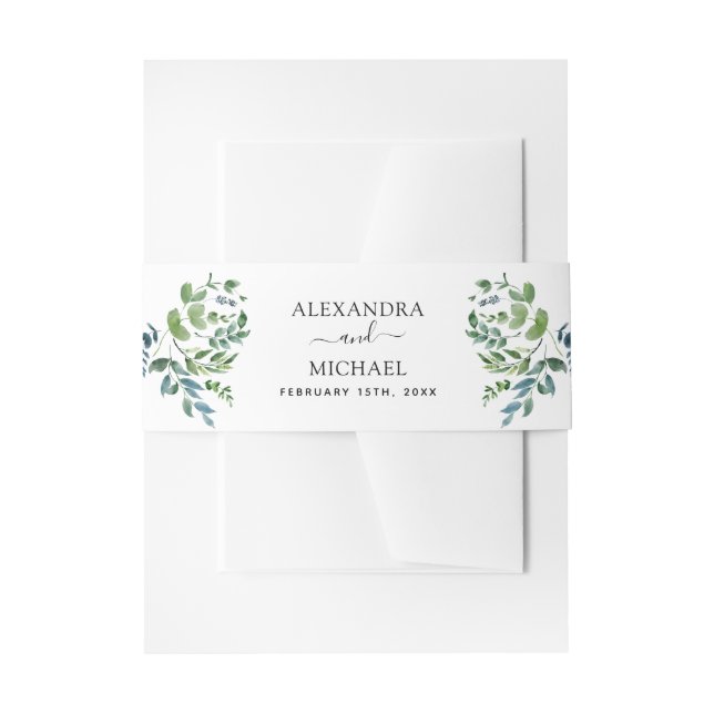 Bandeau De Faire-part Botanique Verdure Foliage Mariage d'aquarelle (Devant example)