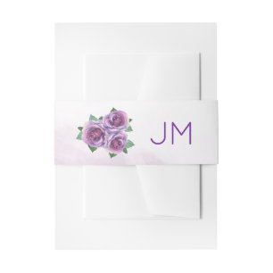 Bandeau De Faire-part Bouquet de rose violet Mariage de monogramme