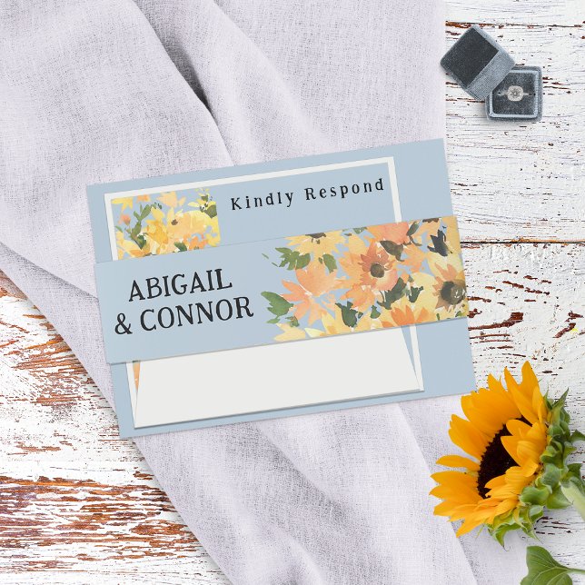 Bandeau De Faire-part Bouquet de tournesol rustique aquarelle (Créateur téléchargé)