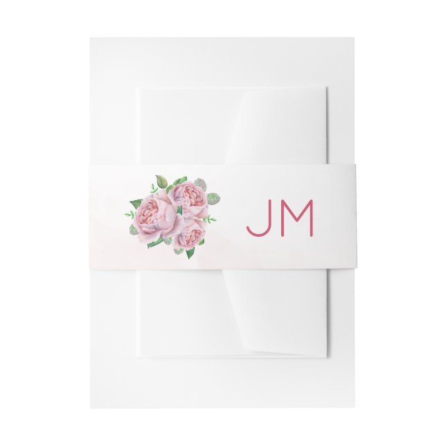 Bandeau De Faire-part Bouquet rose Mariage de monogramme (Devant example)