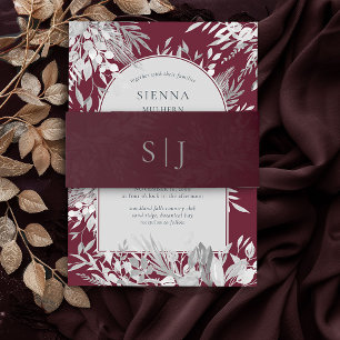 Bandeau De Faire-part Bourgogne Botanique Foliage Monogramme Invitation