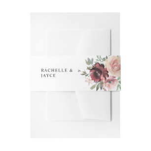 Bandeau De Faire-part Bourgogne & Dusty Blush Pink 5 Floral