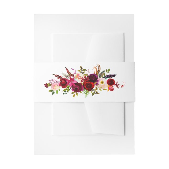 Bandeau De Faire-part Bourgogne Floral Aquarelle Invitation Bande de ven (Devant example)