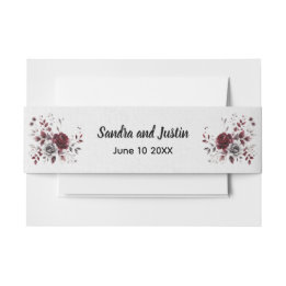 Bandeau De Faire-part Bourgogne profond gris argent aquarelle floral per
