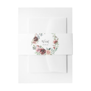 Bandeau De Faire-part Bourgogne & Rose Poussiéreux Floral 5