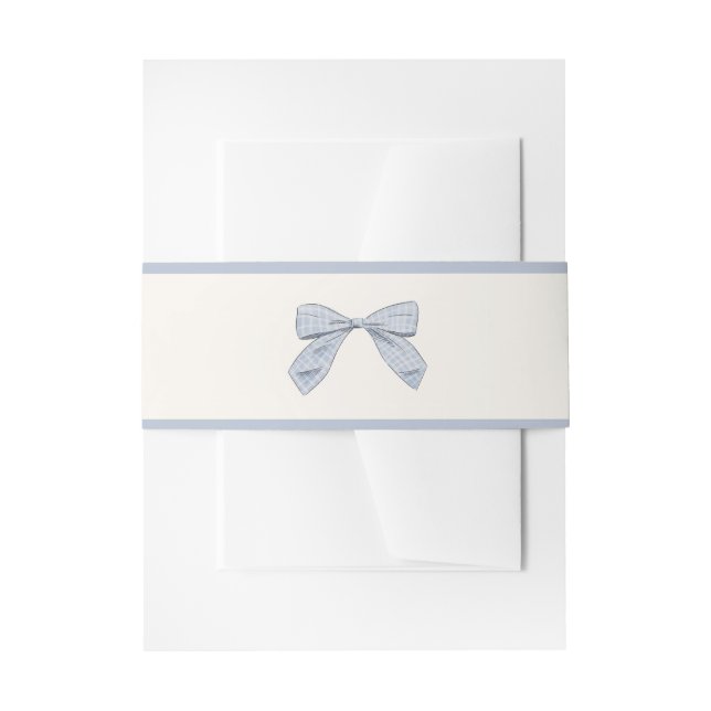Bandeau De Faire-part Bow Plaid Bleu clair Élégant Baby shower neutre (Devant example)