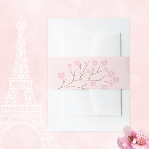 Bandeau De Faire-part Branche de l'arbre de fleurs de cerisiers roses