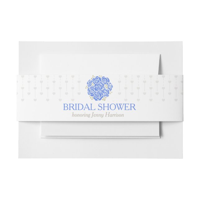 Bandeau De Faire-part Bride douche bleu rose gris brin (Devant Example)