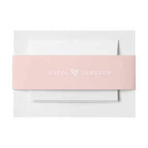 Bandeau De Faire-part BRIDE & GROOM COEUR moderne type pastel rose pâle