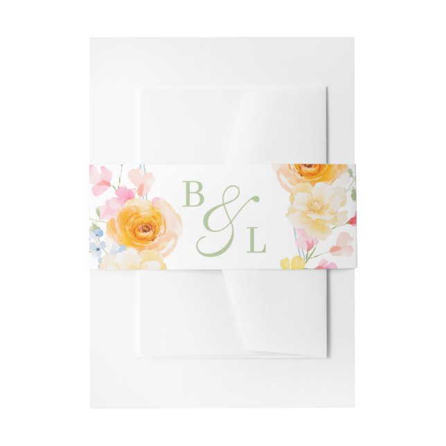 Bandeau De Faire-part Bright Floral Monogram Spring Wedding (Devant example)