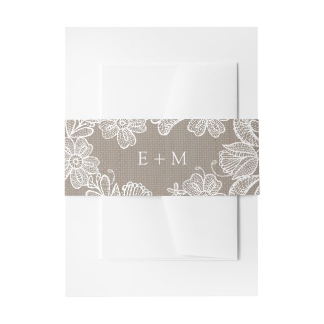 Bandeau De Faire-part Brûler et dentelle Mariage Belly Bands (Devant example)