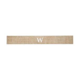 Bandeau De Faire-part Burlap Mariage rustique Monogramme Faux Photo Text