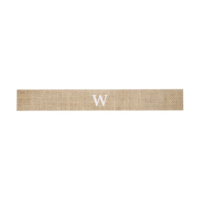 Bandeau De Faire-part Burlap Mariage rustique Monogramme Faux Photo Text (Plat)