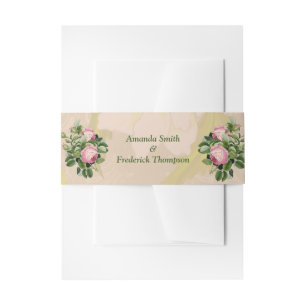 Bandeau De Faire-part Bush Garden Green - soft rose roses Enveloppe Band