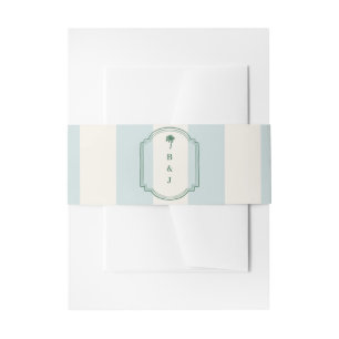 Bandeau De Faire-part Cabana à rayures de la paume de l'île Mariage rétr